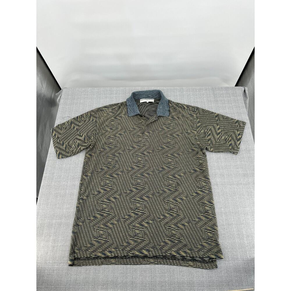 Vintage Jhane Barnes Polo Shirt Mens Large Burnout Zig Zag Psychedelic Golf